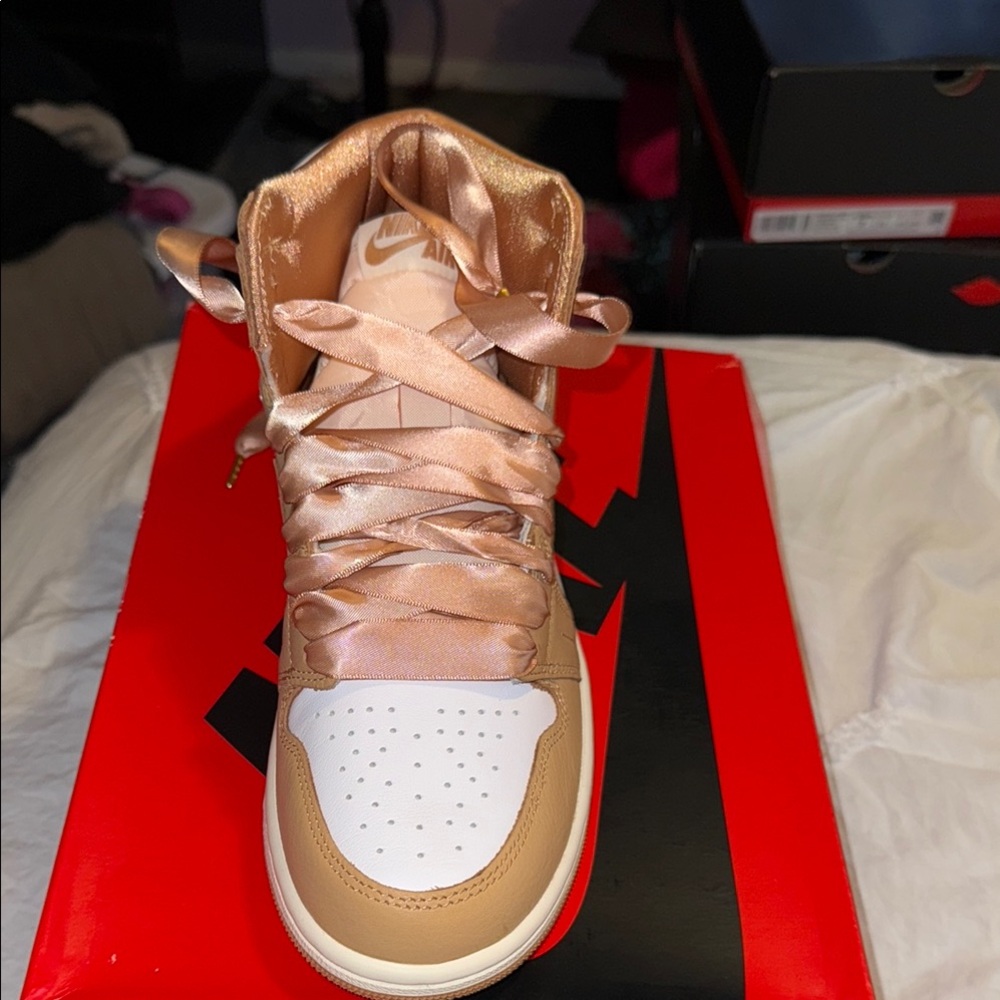 Nike Women's Tan and White Sneakers